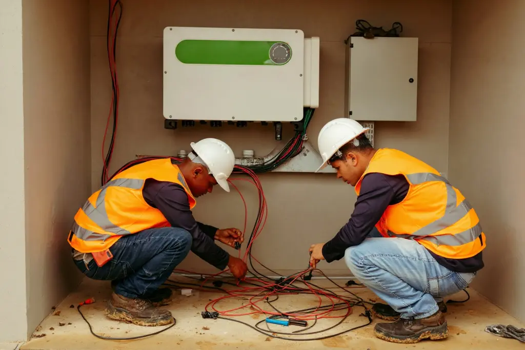 Home Electricians installing a generator